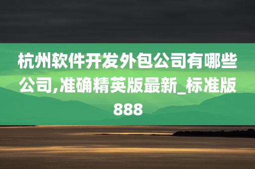 杭州软件开发外包公司有哪些公司,准确精英版最新_标准版888