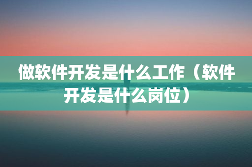 做软件开发是什么工作（软件开发是什么岗位）