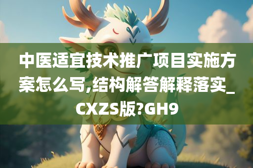 中医适宜技术推广项目实施方案怎么写,结构解答解释落实_CXZS版?GH9