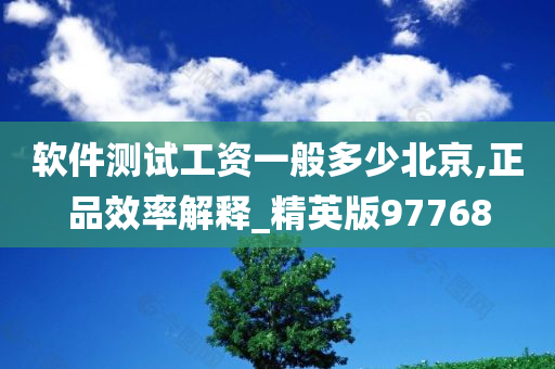 软件测试工资一般多少北京,正品效率解释_精英版97768