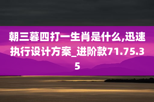 朝三暮四打一生肖是什么,迅速执行设计方案_进阶款71.75.35