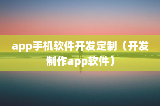 app手机软件开发定制（开发制作app软件）