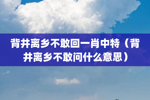 背井离乡不敢回一肖中特（背井离乡不敢问什么意思）