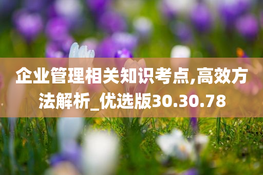 企业管理相关知识考点,高效方法解析_优选版30.30.78