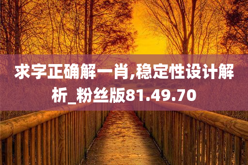 求字正确解一肖,稳定性设计解析_粉丝版81.49.70