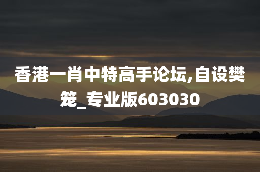 香港一肖中特高手论坛,自设樊笼_专业版603030