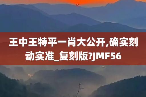 王中王特平一肖大公开,确实刻动实准_复刻版?JMF56