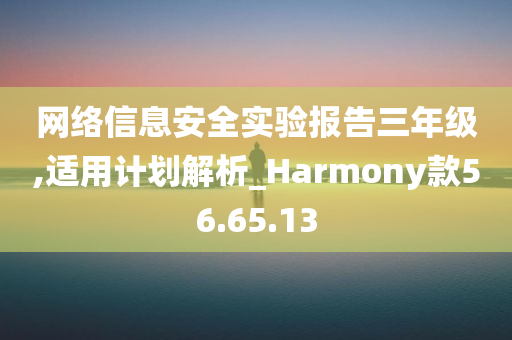 网络信息安全实验报告三年级,适用计划解析_Harmony款56.65.13