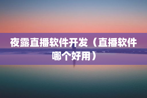 夜露直播软件开发（直播软件哪个好用）