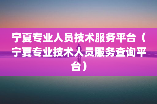 宁夏专业人员技术服务平台（宁夏专业技术人员服务查询平台）