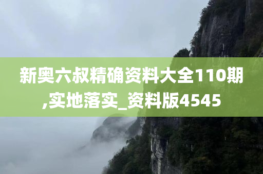 新奥六叔精确资料大全110期,实地落实_资料版4545