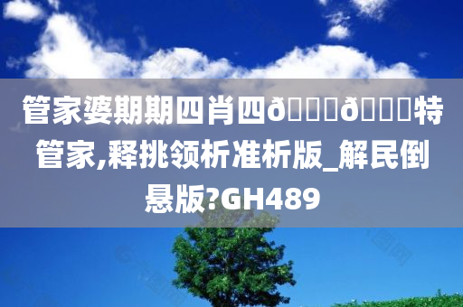 管家婆期期四肖四🐎🀄特管家,释挑领析准析版_解民倒悬版?GH489