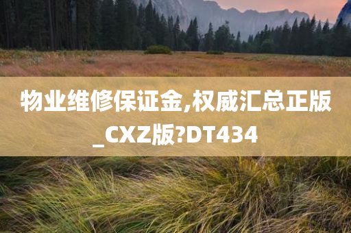 物业维修保证金,权威汇总正版_CXZ版?DT434