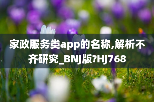 家政服务类app的名称,解析不齐研究_BNJ版?HJ768