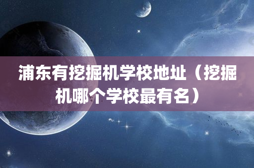 浦东有挖掘机学校地址（挖掘机哪个学校最有名）