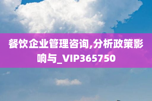 餐饮企业管理咨询,分析政策影响与_VIP365750