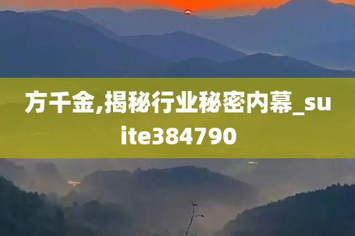 方千金,揭秘行业秘密内幕_suite384790