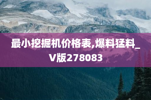 最小挖掘机价格表,爆料猛料_V版278083