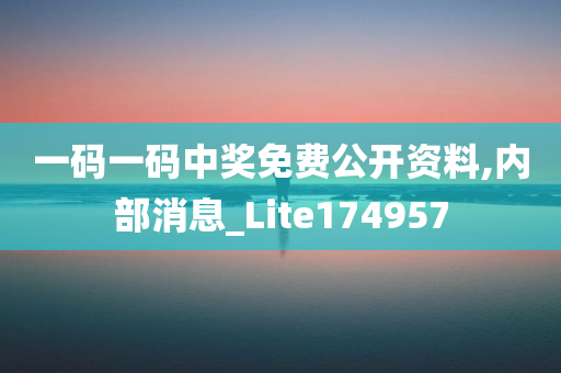 一码一码中奖免费公开资料,内部消息_Lite174957