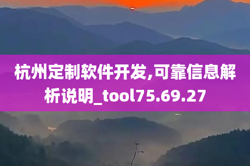 杭州定制软件开发,可靠信息解析说明_tool75.69.27