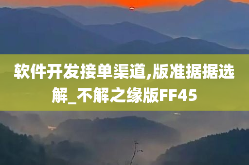 软件开发接单渠道,版准据据选解_不解之缘版FF45