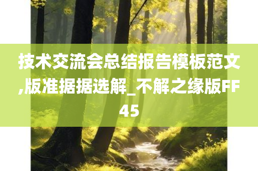 技术交流会总结报告模板范文,版准据据选解_不解之缘版FF45