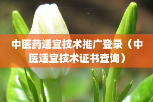 中医药适宜技术推广登录（中医适宜技术证书查询）