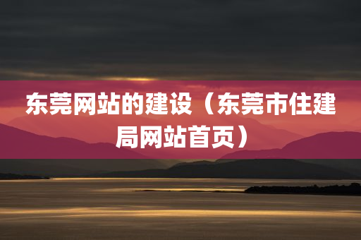 东莞网站的建设（东莞市住建局网站首页）