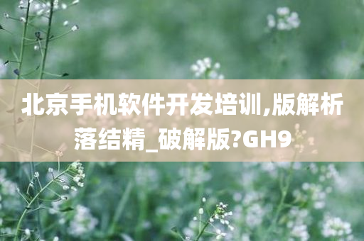 北京手机软件开发培训,版解析落结精_破解版?GH9