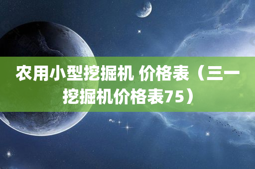 农用小型挖掘机 价格表（三一挖掘机价格表75）